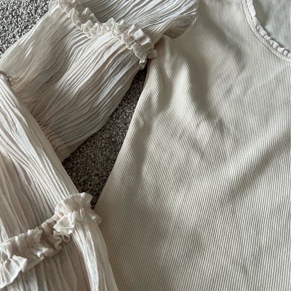 Anthropologie Cream Pleated Top - Picture 13 of 13